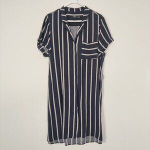 Reitmans Womens Button Down Dress Size XXL Navy White Striped